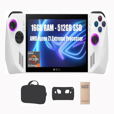 ASUS ROG Ally 7" - 120Hz FHD IPS (1920 x 1080) Gaming Handheld, AMD Ryzen Z1 Extreme Processor, 16GB LPDDR5 RAM, 512GB PCIe SSD, Windows 11 Home, with Carrying Case, Silicone Cover, Screen Protector