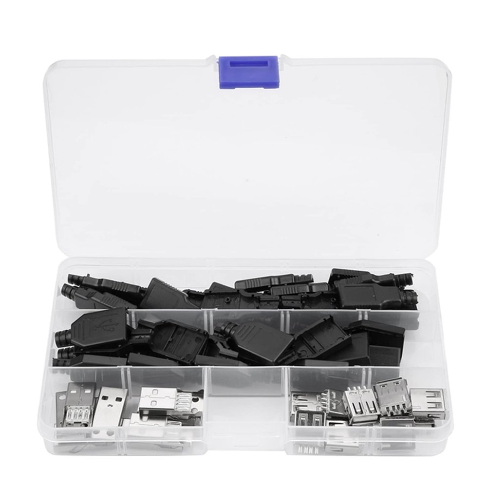 20pcs Set Type A 2.0USB Connector Plug Socket Adapter with Black Plastic Shell