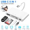 DAGIJIRD TF/SD Card Reader USB C 5 in 1 Multiple External Memory Card Reader Adapter view 3