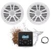 Marine Audio System with Marine Speakers and Gauge Receiver Package, IPX6 Weatherproof Bluetooth Audio Receiver and AM FM Radio Receiver, USB, MP3, Aux Input, 2 x 6.5 Inch Boat Speakers view 1