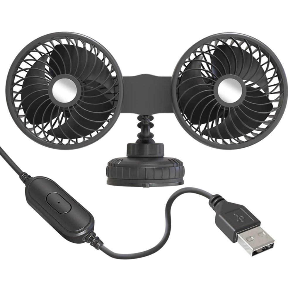 GRABLOOM Car Head Fan 3 Gear Adjustable Suction Cup Cooling Fan for Vehicles Office USB Plug Fan Car Head Fan 3 Gear Adjustable Suction Cup Cooling Fan for Vehicles