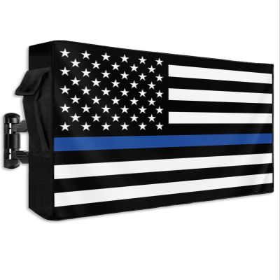 LBCASA American Flag Outdoor TV Cover 30 to 32 Inch Weatherproof, US Flag 600D Oxford TV Covers with Waterproof Zipper, Blue Black Stripes Outside Flat TV Screen Protector Size 30" W x 19" H x 4.5" D