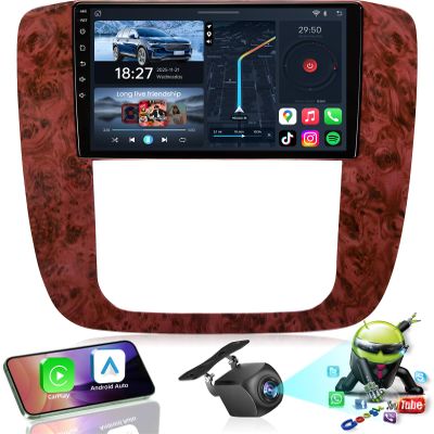 4Core+64GB Car Stereo Radio for Chevy Silverado Tahoe Suburban GMC Yukon Sierra 2007-2013: 9" 1280*800 Touchscreen Replacement Wireless Carplay Android Auto 5GWiFi Bluetooth5.0 Free camera SWC GPS FM