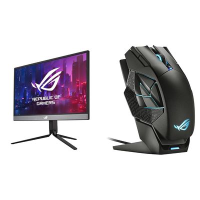 ASUS 17.3" 240Hz Portable Gaming Monitor, ROG Spatha X 19000 DPI Wireless Gaming Mouse with Magnetic Charging Stand Bundle
