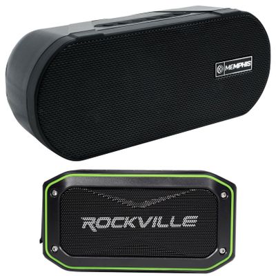 Audiosavings Bundle: Memphis Audo MXASB9 Jet Ski/Snowmobile/ATV 9" Sound Bar Bundled with Rockville Rock Anywhere Waterproof Portable Bluetooth Speaker+TWS Stereo Linking (2 Items)