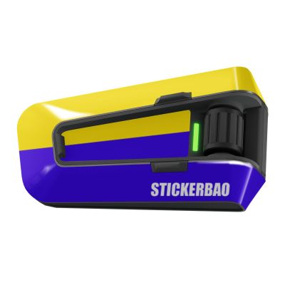 MC MOTOPARTS Headsets Decal Protection Cover Sticker x2 TT003 Yellow Blue Compatible with Cardo Packtalk Edge