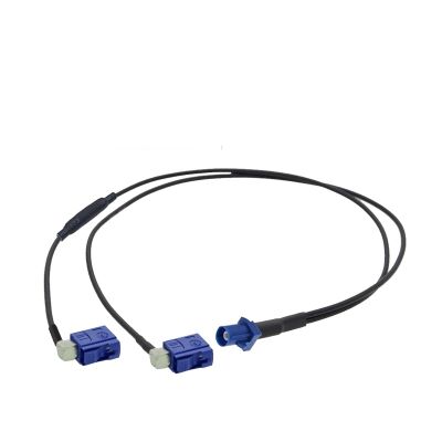 Fakra C Male to Dual Fakra C Female Right Angle Y Type Splitter Cable with Diode RG174 Pigtail Car GPS Antenna Extension Cable (Color : Fakra C M to 2 C F90, Size : 5M)