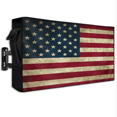 LBCASA American Flag Outdoor TV Cover 70 to 75 Inch Weatherproof, Vintage Red Stripes 600D Oxford TV Covers with Waterproof Zipper, USA Flag Outside Flat TV Screen Protector Size 68"W x 42"H x 4.5"D