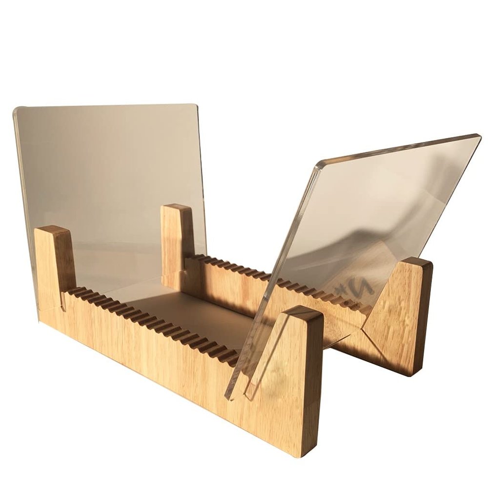 JDXQBLD Acrylic Vinyl Display Stand Vinyl Record Holder Desktop Storage Rack Vinyl Record Holder Storage (Clear 30 * 20 * 17Cm)