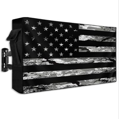 LBCASA American Flag Outdoor TV Cover 30 to 32 Inch Weatherproof, Camouflage Black Stripes 600D Oxford TV Covers with Zipper, Vintage US Flag Outside Flat TV Screen Protector Size 30"W x 19"H x 4.5"D