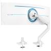 Premium Heavy Duty Monitor Arm for 17 to 49 inch Screens up to 44lbs, Fully Adjustable Ultrawide Single Clamp-on Desk Mount Stand, VESA 75x75/100x100mm (White) view 1