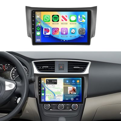 4G+128G Car Radio for Nissan Sentra 2013-2017 Stereo 10.1 inch in-Cell Screen Full Touchscreen Wireless CarPlay/Android Auto Android 15 Bluetooth DSP FM/RDS GPS WiFi SWC AHD Backup Camera
