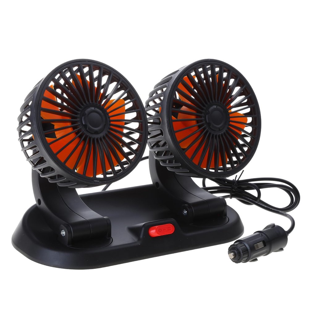 GRABLOOM Auto Cooling Fan Head 360 Rotation Cooling Fan for Truck SUV Home Office 12/24V USB Fan 2 Wind Speed Adjustable Cooling Fan