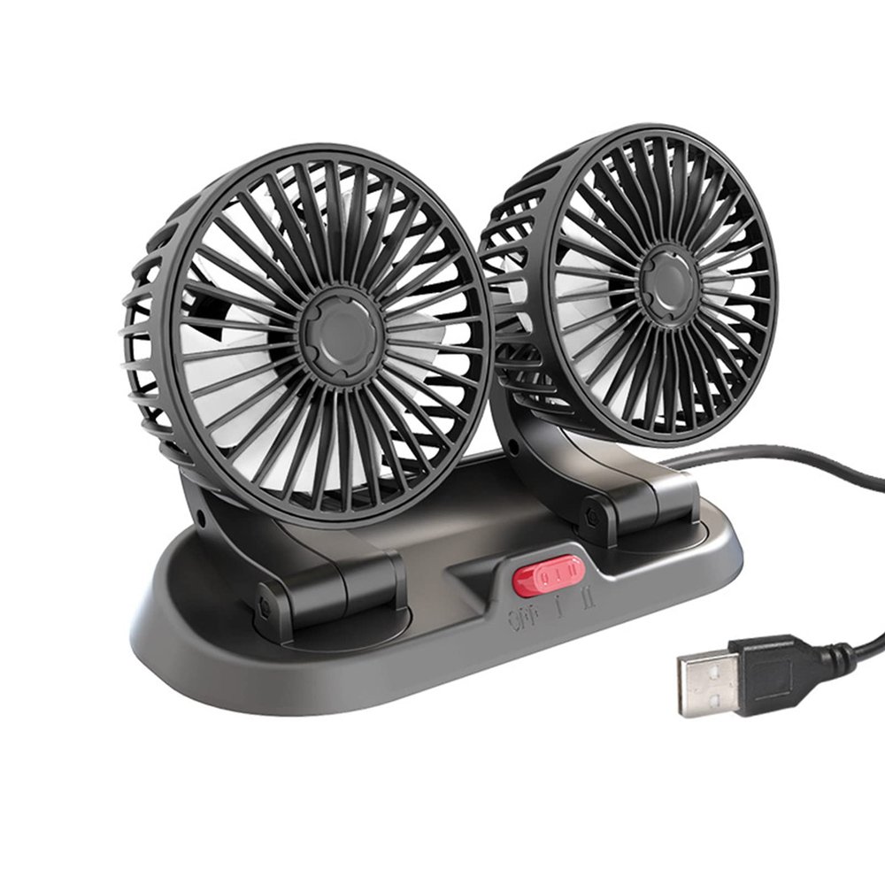 GRABLOOM Auto Cooling Fan Head 360 Rotation Cooling Fan for Truck SUV Home Office 12/24V USB Fan 2 Wind Speed Adjustable Cooling Fan