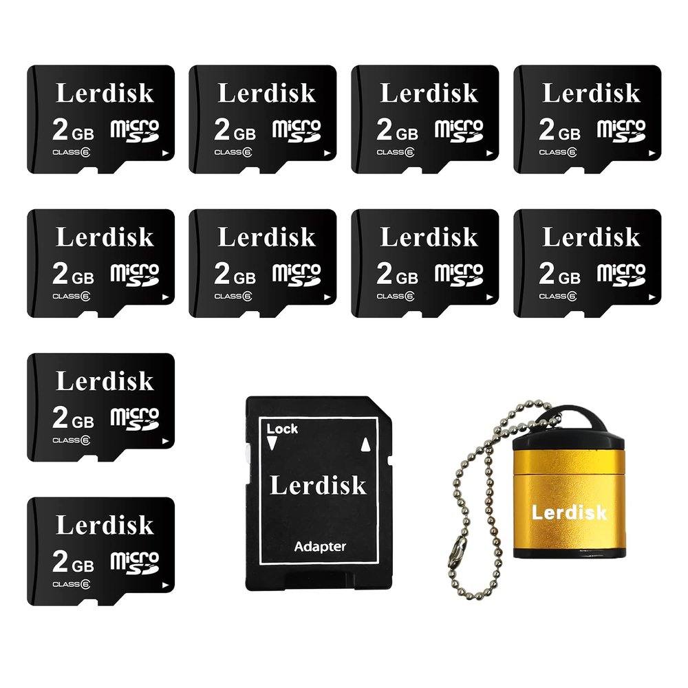 Lerdisk Factory Wholesale Micro SD Card 2GB Pack of 10 in Bulk MicroSD with SD Adapter Produced by Authorized Licencee(2GB)