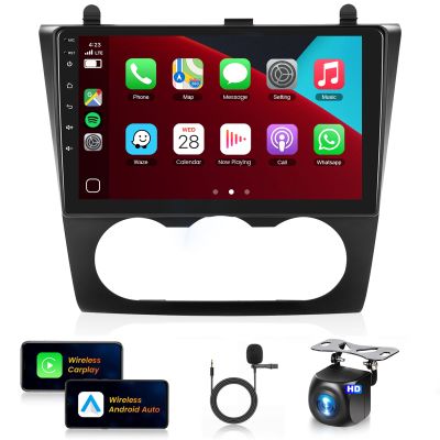 2+64G- for Nissan Altima 2008-2012 Manual A/C Car Radio with Wireless Carplay/Android Auto,Android Car Stereo 9inch Touch Screen GPS Navigation WiFi Bluetooth FM/RDS Mirror Link SWC Backup Camera