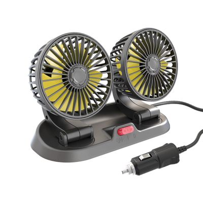 GRABLOOM Auto Cooling Fan Head 360 Rotation Cooling Fan for Truck SUV Home Office 12/24V USB Fan 2 Wind Speed Adjustable Cooling Fan