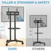 YOMT Portable Rolling TV Stand for 32-75 inch TVs, Height Adjustable Mobile TV Cart with Locking Casters, Heavy Duty Universal TV Stand On Wheels with Removable Shelf for Living Room, Bedroom, Office view 2