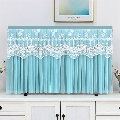 SHIJT Led Tv Display Cover Chiffon Lace Fabric, Universal Televisions Cover, Various Flat Plasma TV Dust-Proof Protectors (Color : Green-J, Size : 70inch)