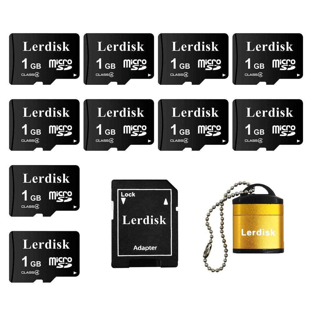 Lerdisk Factory Wholesale Micro SD Card 1GB Pack of 10 in Bulk MicroSD with SD Adapter Produced by Authorized Licencee(1GB)