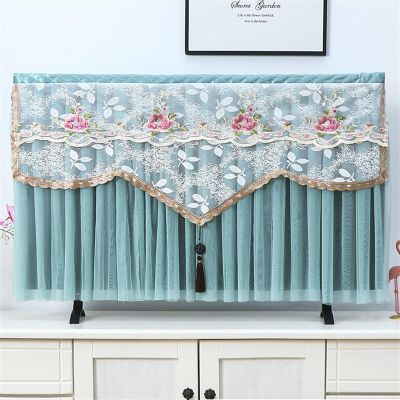 SHIJT Led Tv Display Cover Chiffon Lace Fabric, Universal Televisions Cover, Various Flat Plasma TV Dust-Proof Protectors (Color : Green-B, Size : 40inch)