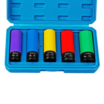 ADSFASF Wheel Socket Set,Socket, Wrench Set with Storage Case, Drive Angle 1/2" Protective Wheel Impact Socket Set for Husband, Men, 4 Piece kit/116 (Color : 5 Piece Kit)