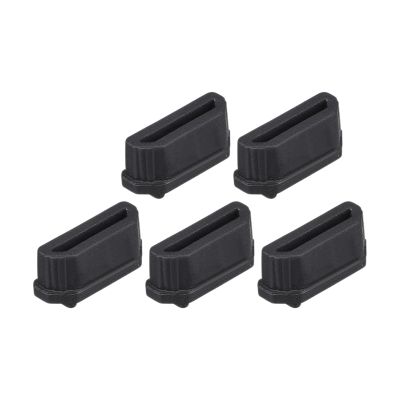 Rebower Anti-Dust Stopper Cap Cover Silicone Table Mini,[for Micro Female Port,for Laptop Port] - 11.5 x 5.5mm/Black /5 Pcs