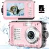 SPUNALP Underwater Camera with 32GB Card Point and Shoot Waterproof Camera 10FT 30MP 1080P FHD Video Compact Portable 16X Zoom Waterproof Digital Camera for Kids Snorkeling, Pink1 view 1