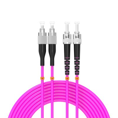 Buacoz FC/UPC to ST/UPC OM4 Fiber Patch Cable Multimode Duplex,8ft/2.5meters 10Gb/Gigabit Fiber Jumper 50/125m LSZH Fiber Optic Cord,Purple Pink