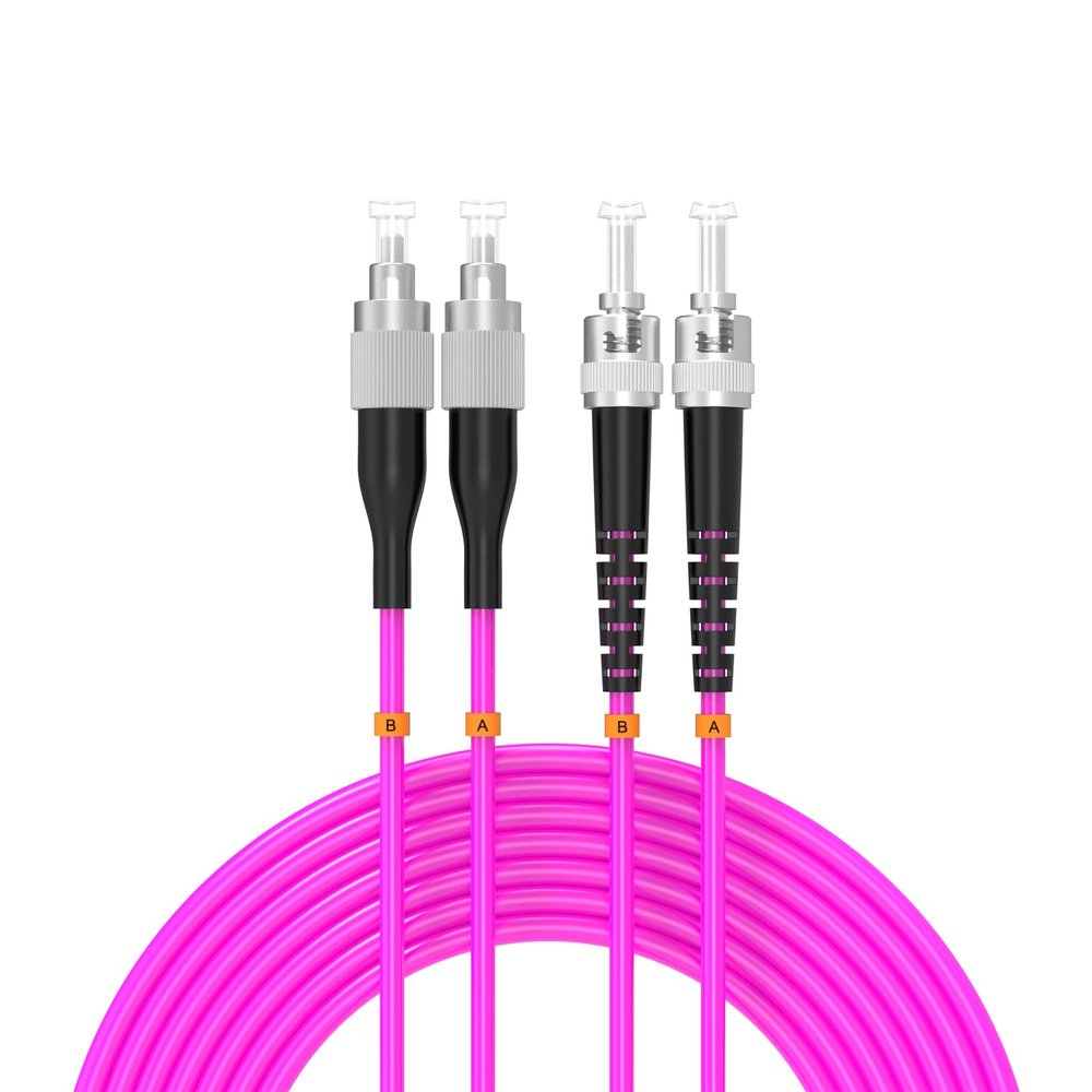 Buacoz FC/UPC to ST/UPC OM4 Fiber Patch Cable Multimode Duplex,8ft/2.5meters 10Gb/Gigabit Fiber Jumper 50/125m LSZH Fiber Optic Cord,Purple Pink