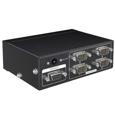 Kqcibz MT-RS104 Active Serial RS232 Splitter 1 to 4 RS232 Bi-Direction Switcher Splitter 4 to 1 with Power Adapter-US Plug, black, 500254148A1