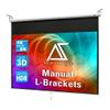 Akia Screens 100 inch Projector Screen Pull Down 4:3 Manual, Ceiling Mount or Wall Mount Retractable Projection Screen with 10 inch Bracket White, AK-M100V1 and AK-ZLB10W view 1
