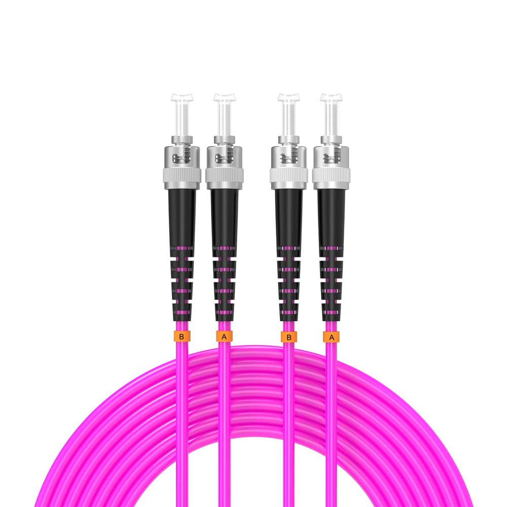 Buacoz 1Meter 4ft OM4 Multimode Fiber Patch Cable ST/UPC to ST/UPC Fiber Optic Cable, 50/125m LSZH Duplex Fiber Jumper,for SFP Transceiver, Router