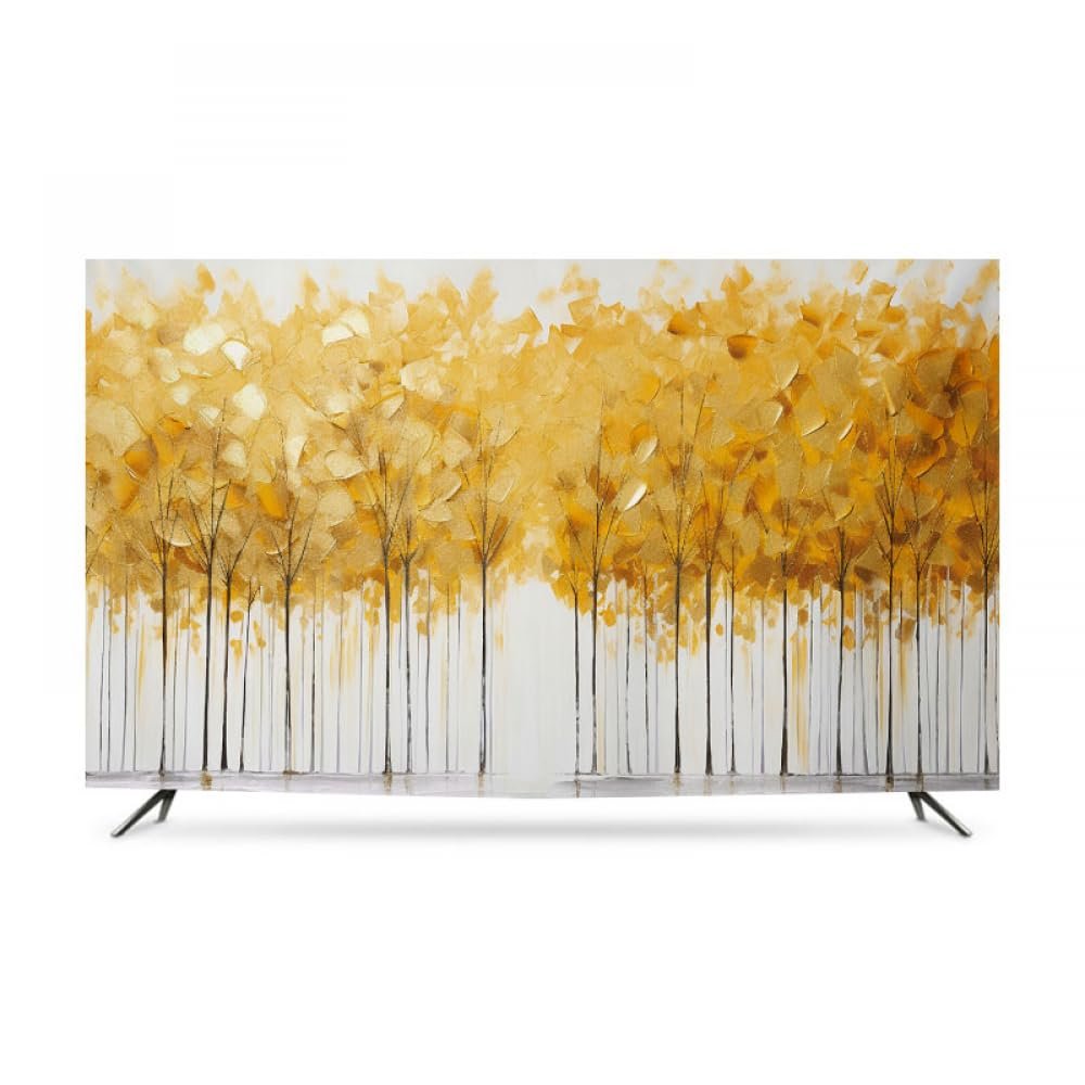 GSGC TV Cover TV Dust Cover Floral Printed TV Screen Protector Wall-Mounted Desktop Curved Universal LCD/LED Display Cover for Televisions Indoor Bedroom Living Room Decoration-Tree-2||80 inch