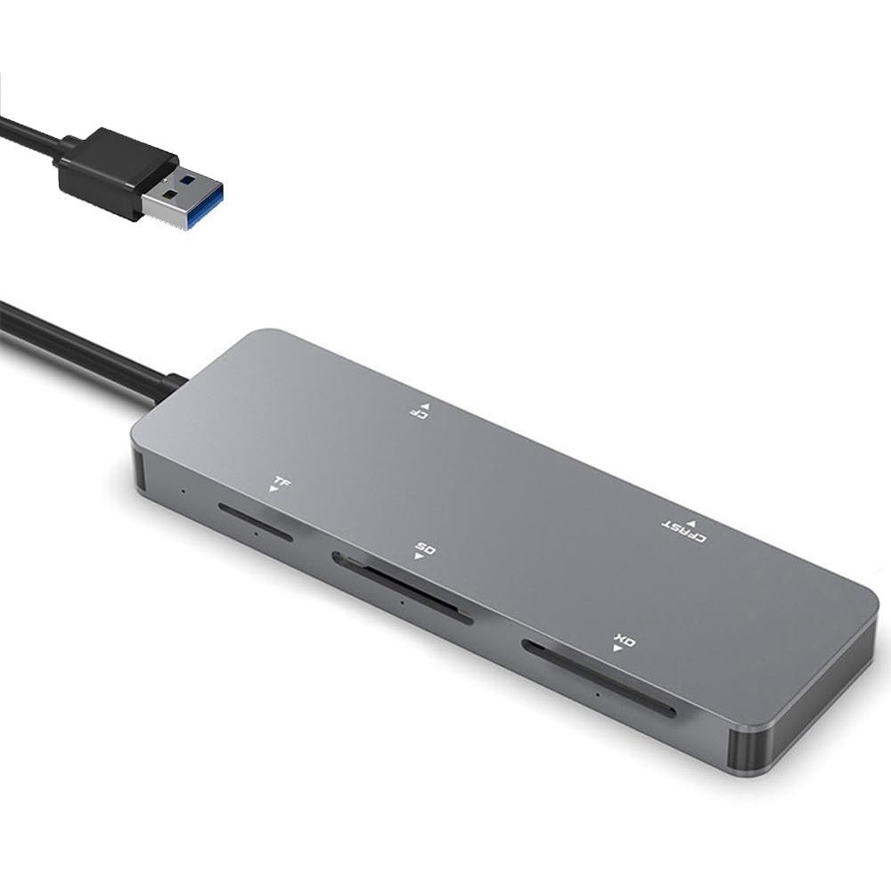 Kqcibz USB 3.0 Multifunction Card Reader CFast//XD/SD/TF Card Reader 5 in 1 USB Card Reader 5Gbps for PC Laptop Accessories, grey, 500407763