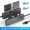 Kqcibz USB 3.0 Multifunction Card Reader CFast//XD/SD/TF Card Reader 5 in 1 USB Card Reader 5Gbps for PC Laptop Accessories, grey, 500407763 view 2
