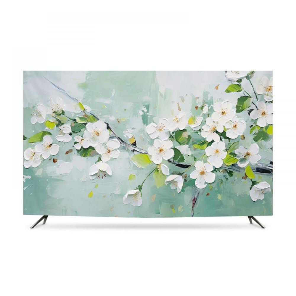 GSGC TV Cover TV Dust Cover Floral Printed TV Screen Protector Wall-Mounted Desktop Curved Universal LCD/LED Display Cover for Televisions Indoor Bedroom Living Room Decoration-Flower-5||65 inch