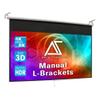 Akia Screens 110 inch Projector Screen Pull Down 16:9 Manual, Ceiling Mount or Wall Mount Retractable Projection Screen with 10 inch Bracket White, AK-M110H1 and AK-ZLB10W view 1
