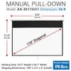 Akia Screens 110 inch Projector Screen Pull Down 16:9 Manual, Ceiling Mount or Wall Mount Retractable Projection Screen with 10 inch Bracket White, AK-M110H1 and AK-ZLB10W view 2