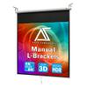 Akia Screens 125 inch Projector Screen Pull Down 1:1 Manual, Ceiling Mount or Wall Mount Retractable Projection Screen with 10 inch Bracket White, AK-M125S1 and AK-ZLB10W view 1