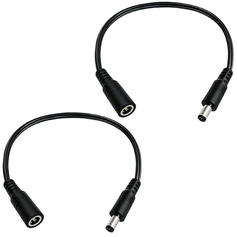 1FT 12V DC Power Extension Cable 5.5mmx2.5mm 18AWG Male to Female Extension Cable Barrel Connector for CCTV Surveillance Camera LED Light Bar Router Projector Printer 2PCS