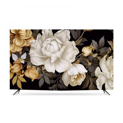GSGC TV Cover TV Dust Cover Floral Printed TV Screen Protector Wall-mounted Desktop Curved Universal LCD/LED Display Cover for Televisions Indoor Bedroom Living Room Decoration-Flower-1||55 inch