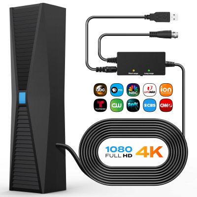 2025 Antenna for Smart TV, Long Range TV Antenna Indoor/Outdoor with 360 Signal Booster, Digital TV Antenna for Local Channels, Supports All Smart/Old TVs and 4K 1080P VHF UHF