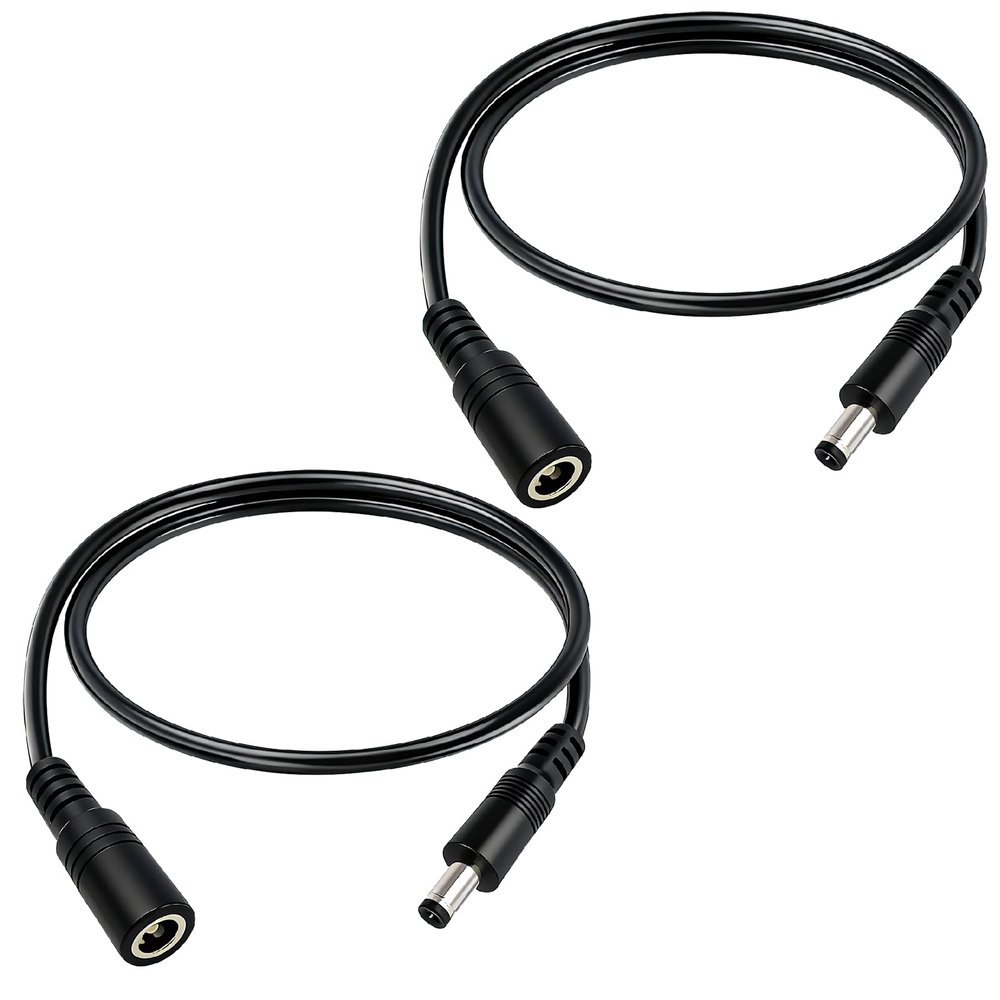 1.6FT 12V DC Power Extension Cable 5.5mmx2.5mm 18AWG Male to Female Extension Cable Barrel Connector for CCTV Surveillance Camera LED Light Bar Router Projector Printer 2PCS