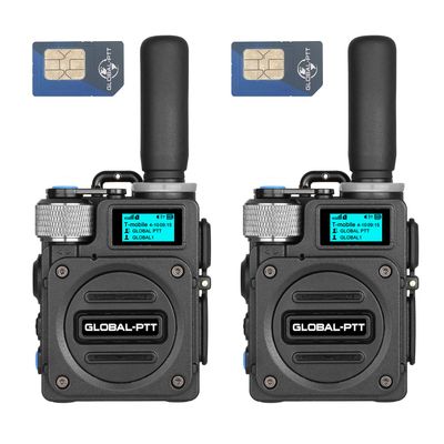 2-Pack globalptt G6 walkie Talkie mini 4G POC Two Way Radio Long Range Professional for Adults Work Communication Unlimited Distance More Than 5000 Miles with yearly sim (2blackwithyearlySIM)