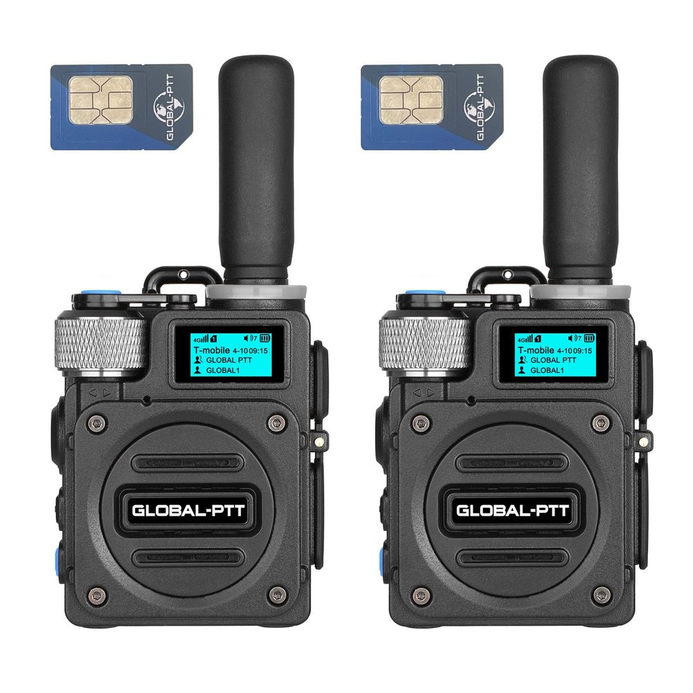 2-Pack globalptt G6 walkie Talkie mini 4G POC Two Way Radio Long Range Professional for Adults Work Communication Unlimited Distance More Than 5000 Miles with yearly sim (2blackwithyearlySIM)
