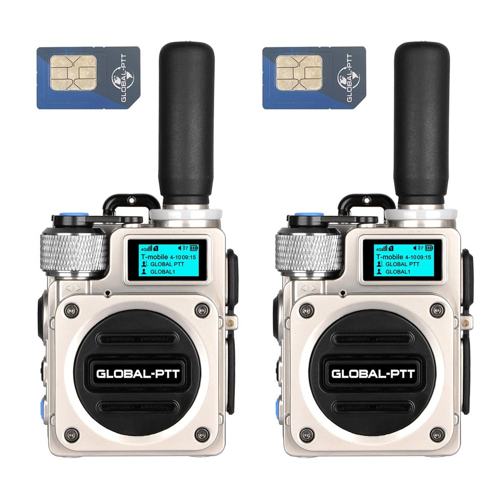 2-Pack globalptt G6 walkie Talkie mini 4G POC Two Way Radio Long Range Professional for Adults Work Communication Unlimited Distance More Than 5000 Miles with yearly sim (2silverwithyearlySIM)
