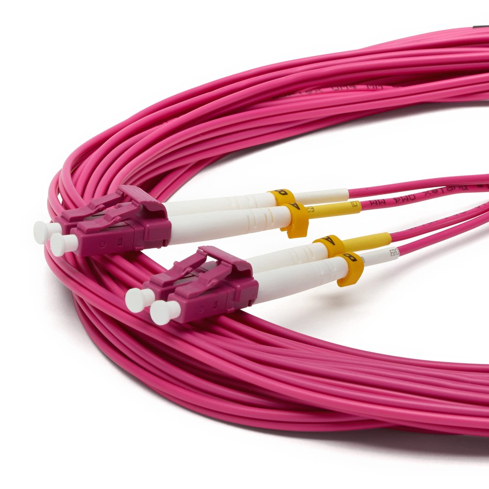 trueCABLE LC to LC OM4 Fiber Patch Cable, 5m (16.40ft), UPC Polish, 100GB Multimode (MM) Duplex 50/125um, Riser Rated (OFNR), UL Listed, 1pc, Violet