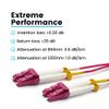 trueCABLE LC to LC OM4 Fiber Patch Cable, 5m (16.40ft), UPC Polish, 100GB Multimode (MM) Duplex 50/125um, Riser Rated (OFNR), UL Listed, 1pc, Violet view 3