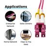 trueCABLE LC to LC OM4 Fiber Patch Cable, 5m (16.40ft), UPC Polish, 100GB Multimode (MM) Duplex 50/125um, Riser Rated (OFNR), UL Listed, 1pc, Violet view 4